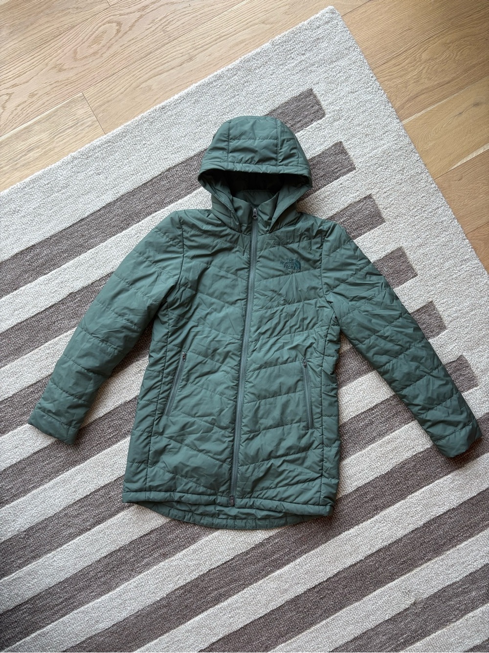 The North Face Women’s Hooded Olive Green Puffer Jacket